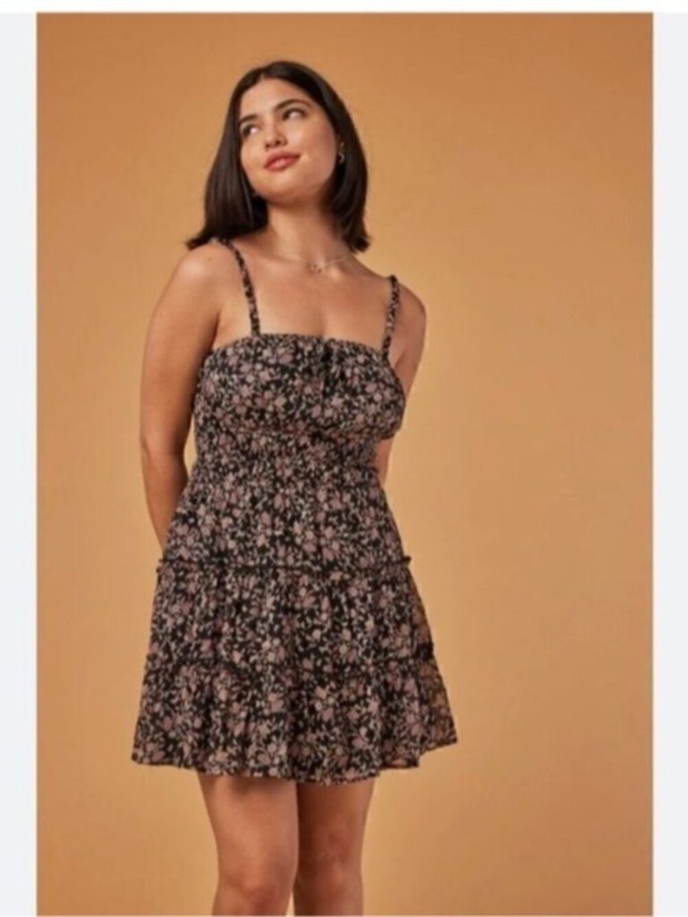 Floral Black and Pink Women's Dress